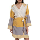 MULTI COLOR ROBE WITH HOOD in Yellow Taupe color made of 100% Turkish cotton Turkish Towel by buldano in Turkey