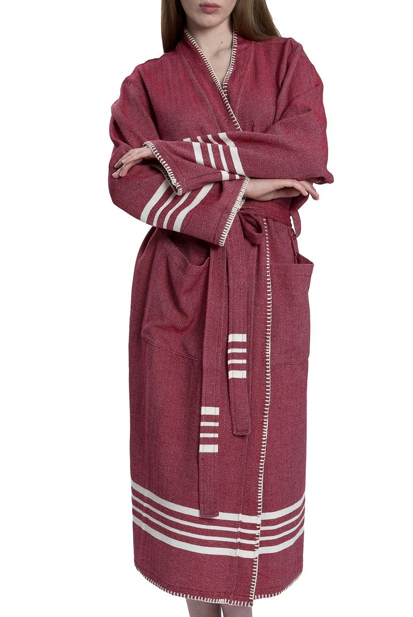 FARMHOUSE PREMIUM KIMONO ROBE in Burgundy color made of 100% Turkish cotton Turkish Towel by buldano in Turkey