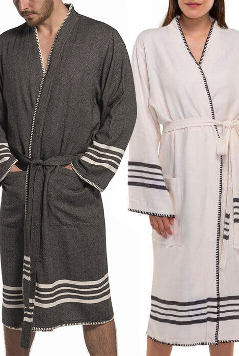 FARMHOUSE PREMIUM KIMONO ROBE in color made of 100% Turkish cotton Turkish Towel by buldano in Turkey