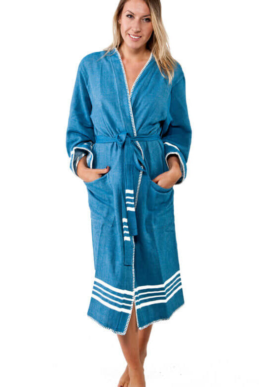 FARMHOUSE PREMIUM KIMONO ROBE in color made of 100% Turkish cotton Turkish Towel by buldano in Turkey