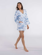 Fish Printed Turkish Towel Robe with Hood in color made of 100% Turkish cotton Turkish Towel Robe by buldano in Turkey