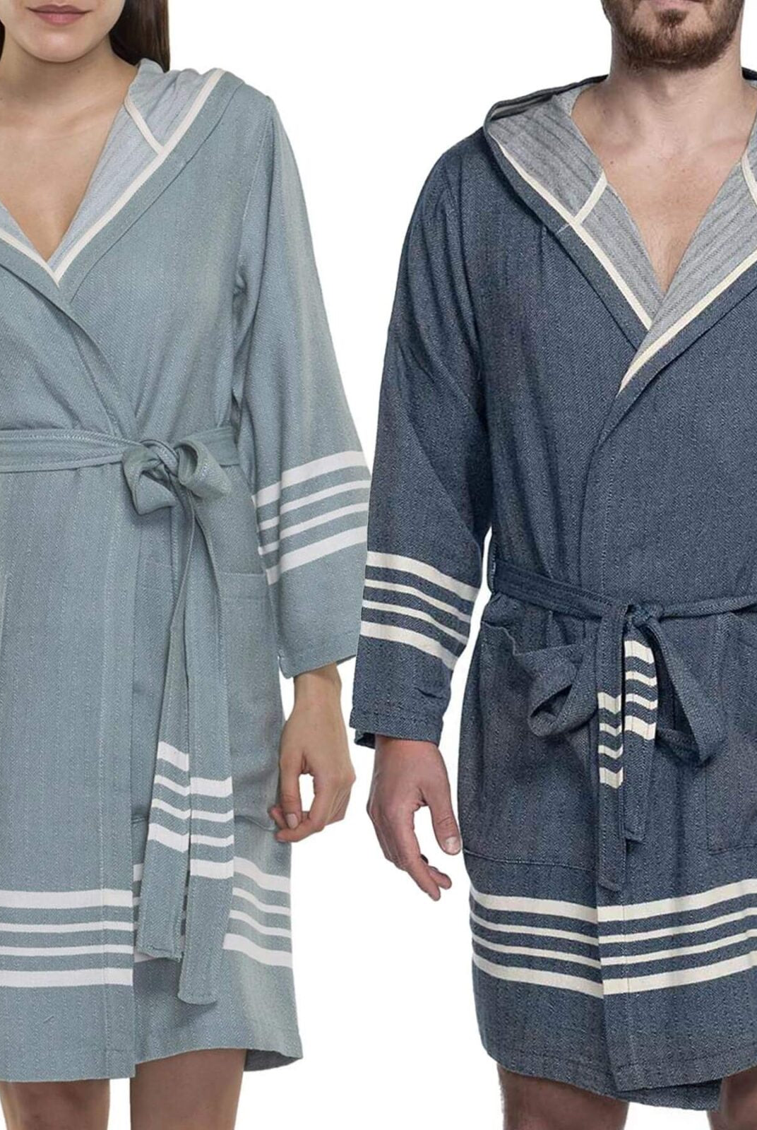 SHORT ROBE WITH HOOD in color made of 100% Turkish cotton Turkish Towel by buldano in Turkey