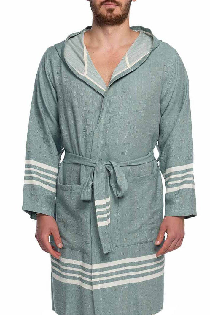 SHORT ROBE WITH HOOD in color made of 100% Turkish cotton Turkish Towel by buldano in Turkey