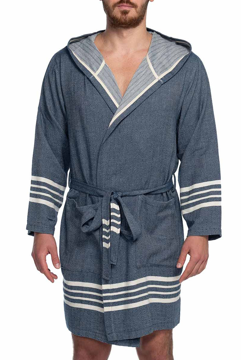 SHORT ROBE WITH HOOD in color made of 100% Turkish cotton Turkish Towel by buldano in Turkey