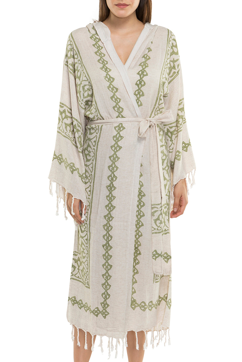 HAND PRINTED ROBE in color made of 100% Turkish cotton Turkish Towel by buldano in Turkey
