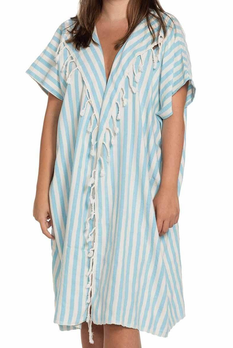 Santorini Jacket | Beach cover up in Turquoise color made of 100% Turkish cotton Jacket by buldano in Turkey