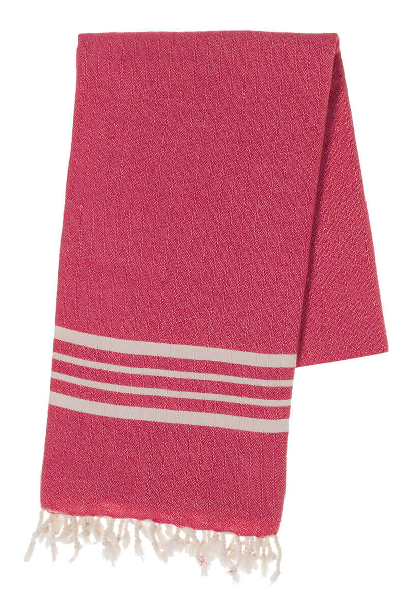 Farm House Turkish Towel with Fringes in Fuschia color made of 100% Turkish cotton by buldano in Turkey