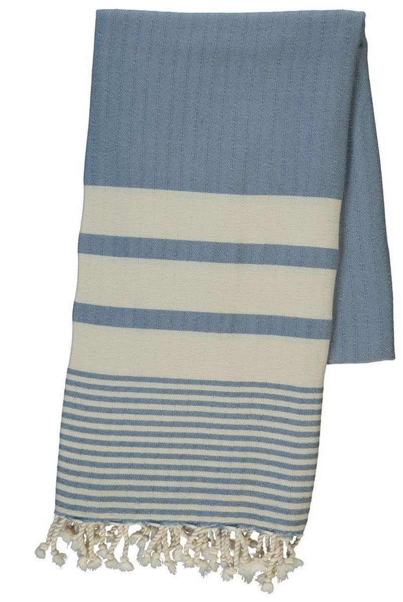 Multi Striped Turkish Towel in Air Blue color made of 100% Turkish cotton Turkish Towel by buldano in Turkey