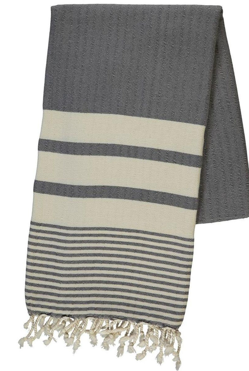Multi Striped Turkish Towel in Dark Grey color made of 100% Turkish cotton Turkish Towel by buldano in Turkey