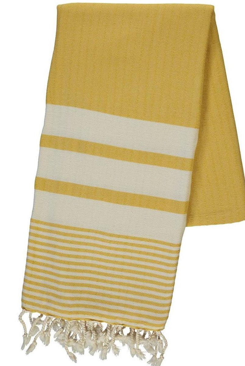 Multi Striped Turkish Towel in Yellow color made of 100% Turkish cotton Turkish Towel by buldano in Turkey