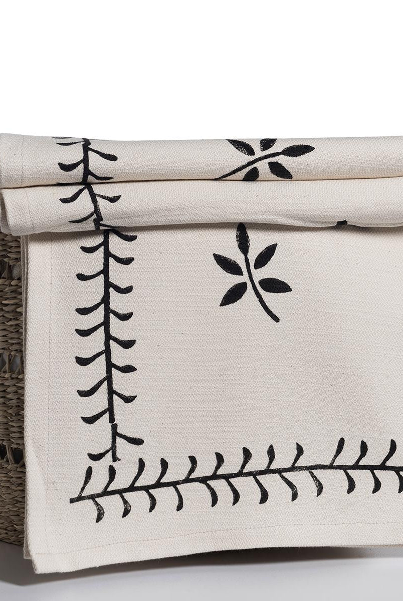 Hand Printed Linen Cotton Blend Throw in color made of 100% Turkish cotton Throw by buldano in Turkey