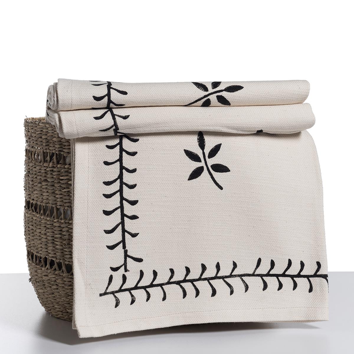 Hand Printed Linen Cotton Blend Throw in color made of 100% Turkish cotton Throw by buldano in Turkey