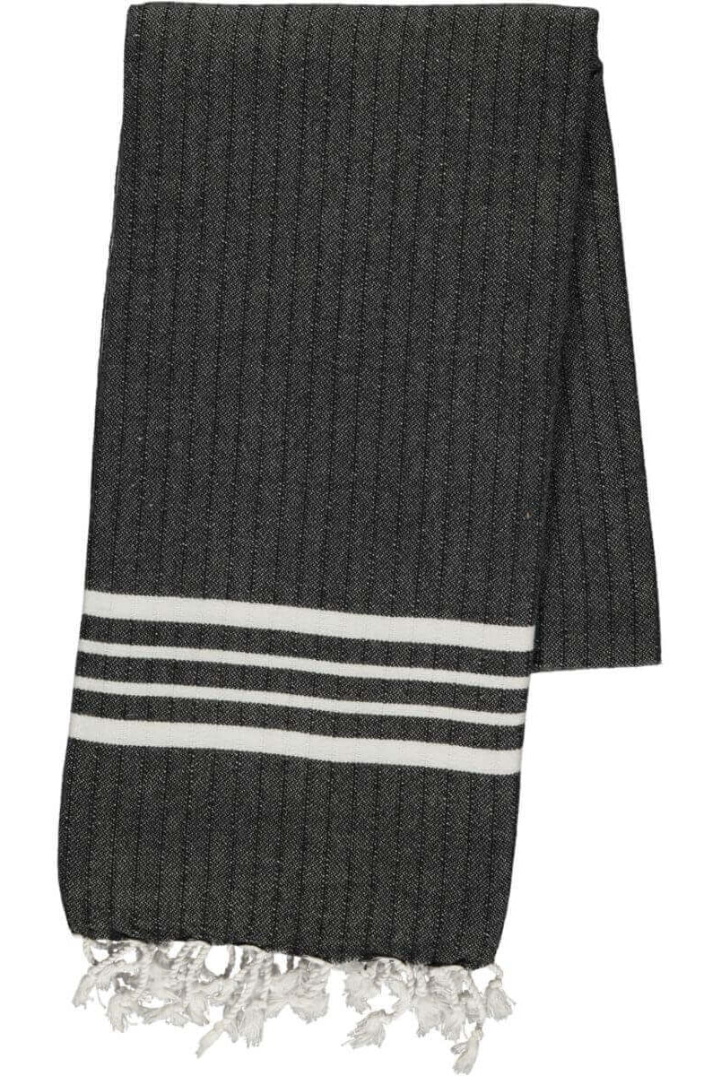 Farm House Turkish Towel with Fringes in Black color made of 100% Turkish cotton by buldano in Turkey