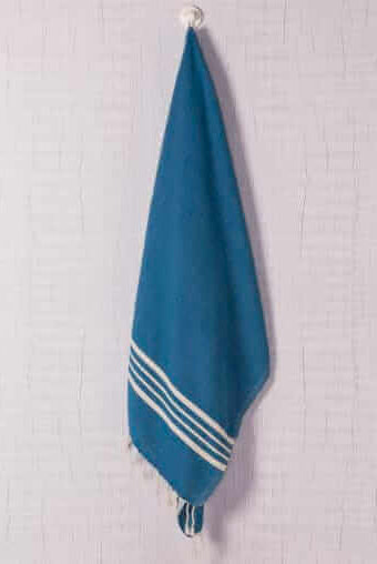 Farm House Turkish Towel with Fringes in Petrol Blue color made of 100% Turkish cotton by buldano in Turkey
