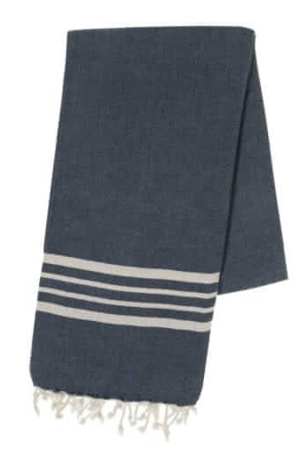 Farm House Turkish Towel with Fringes in Navy color made of 100% Turkish cotton by buldano in Turkey
