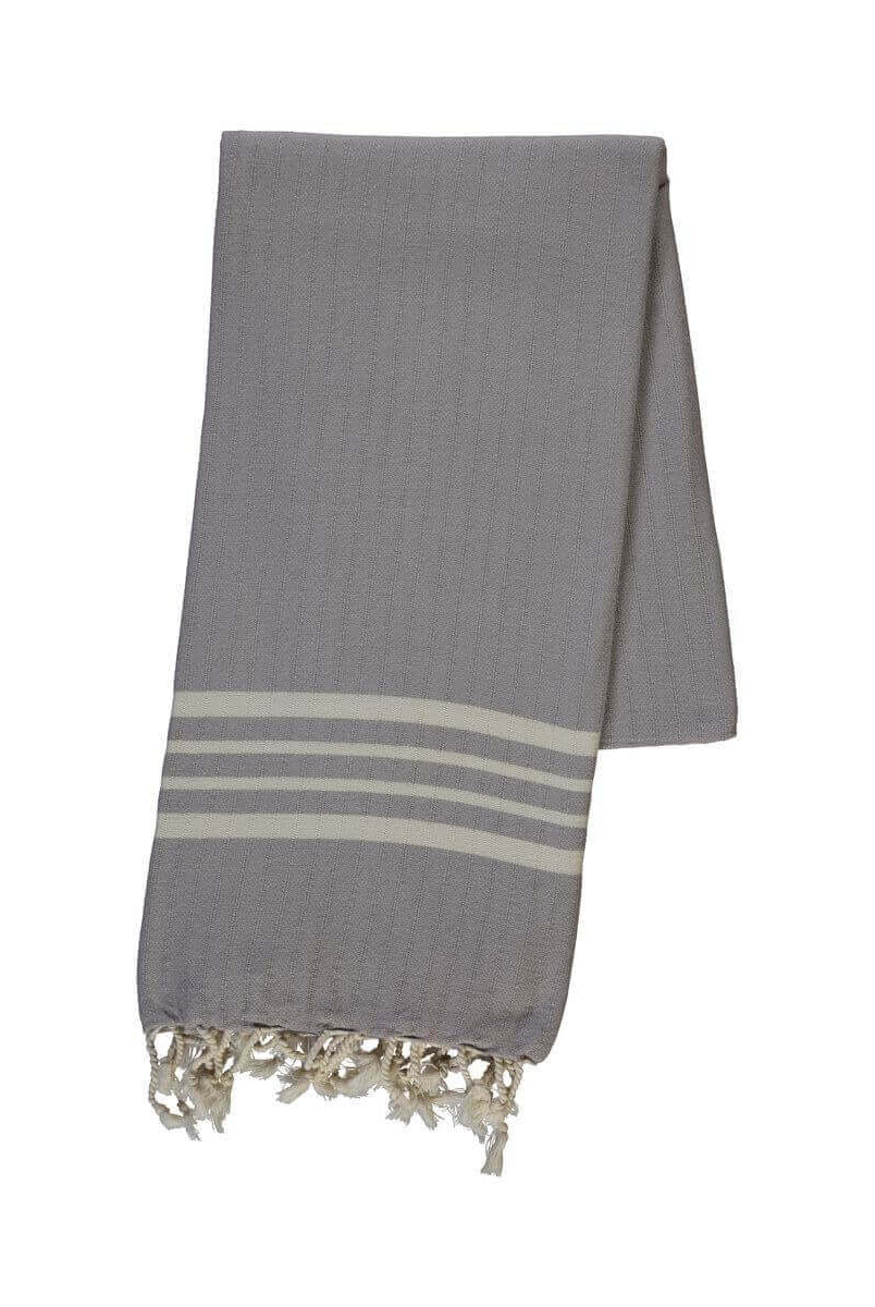 Farm House Turkish Towel with Fringes in Grey color made of 100% Turkish cotton by buldano in Turkey