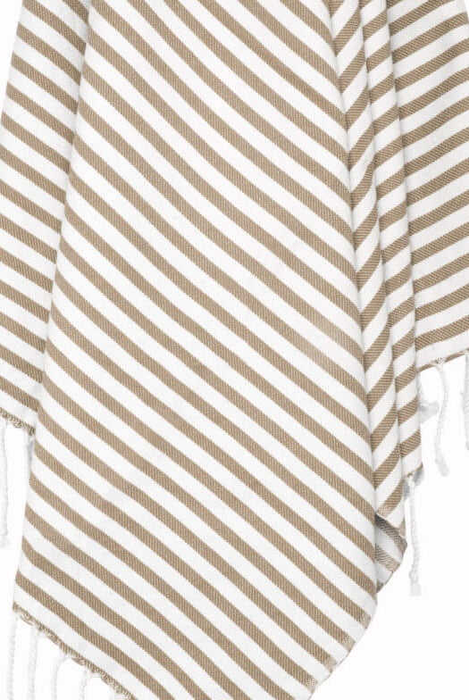 Striped Turkish Towel in Latte color made of 100% Turkish cotton Turkish Towel by buldano in Turkey