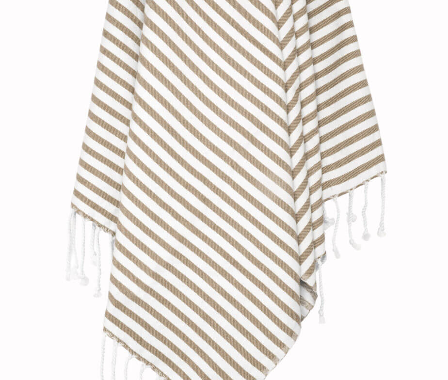 Striped Turkish Towel in Latte color made of 100% Turkish cotton Turkish Towel by buldano in Turkey