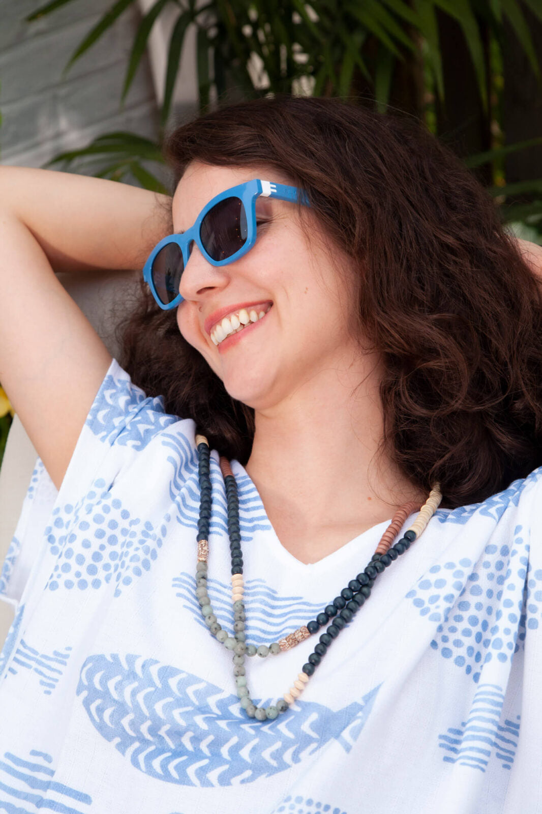 Fish Print Tunic Beach Cover Up in color made of 100% Turkish cotton Tunic by buldano in Turkey