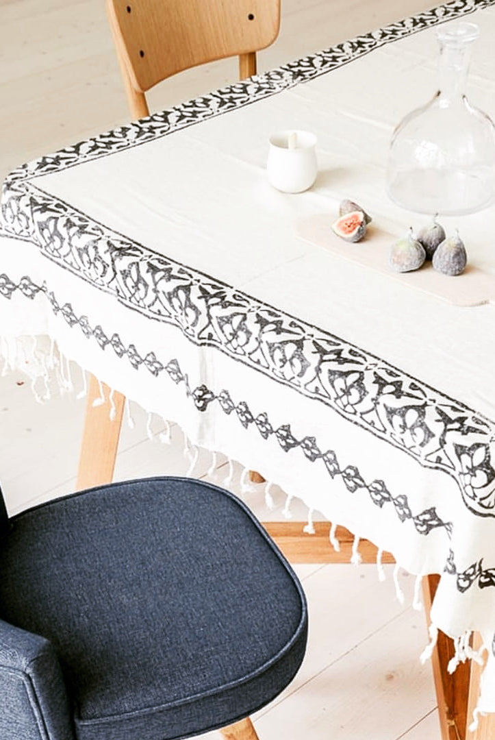 Hand Printed Linen Cotton Blend Throw in color made of 100% Turkish cotton Throw by buldano in Turkey
