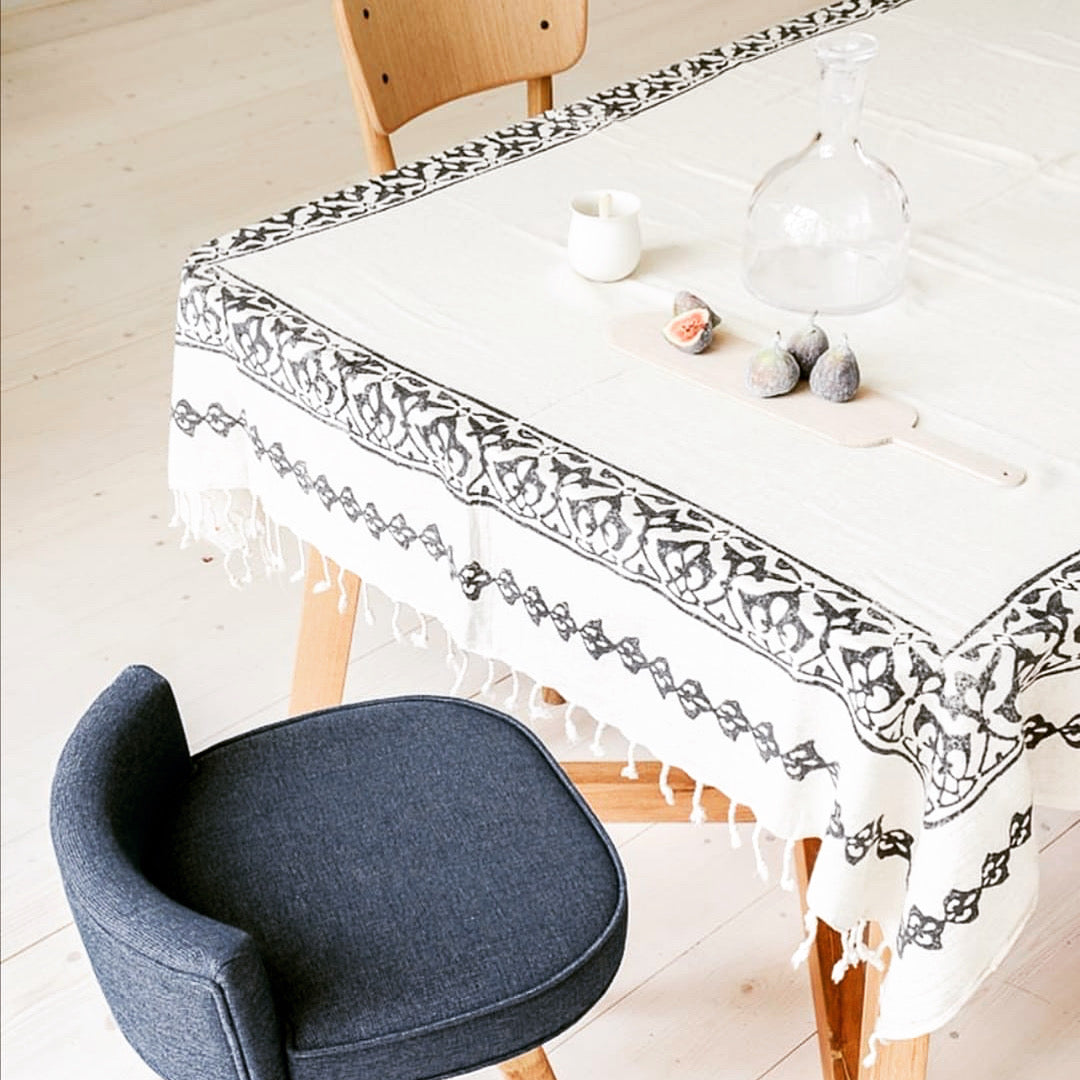 Hand Printed Linen Cotton Blend Throw in color made of 100% Turkish cotton Throw by buldano in Turkey