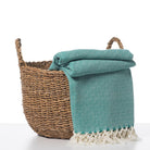 Diamond Weave Throw / Blanket in Fanfare Green color made of 100% Turkish cotton Throw by buldano in Turkey