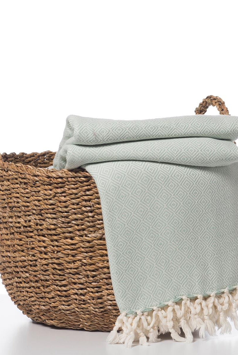 Diamond Weave Throw / Blanket in Mint color made of 100% Turkish cotton Throw by buldano in Turkey