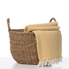 Diamond Weave Throw / Blanket in Yellow color made of 100% Turkish cotton Throw by buldano in Turkey