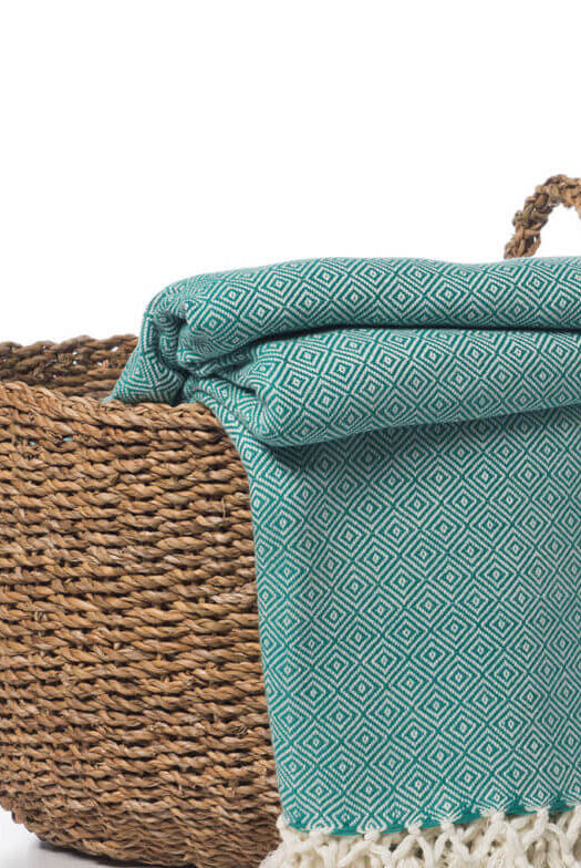Diamond Weave Turkish Towel in Fanfare Green color made of 100% Turkish cotton Turkish Towel by buldano in Turkey