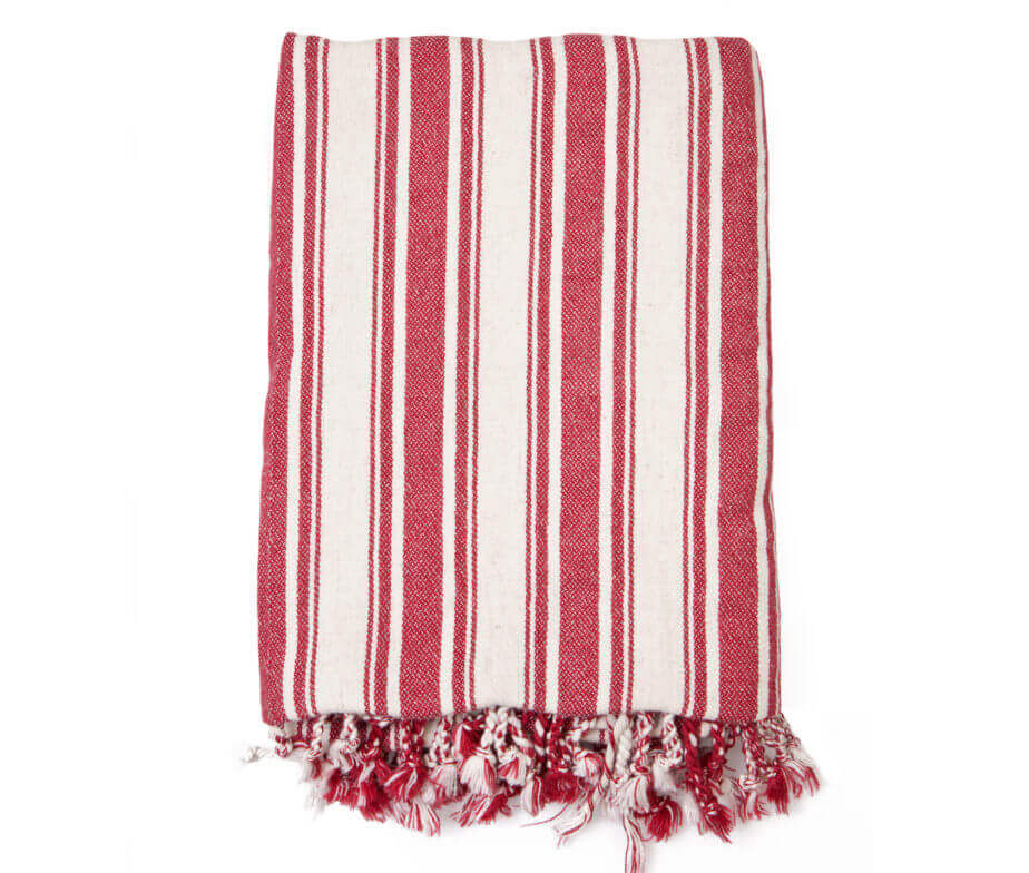 Cotton Linen Blend Vertical Striped Turkish Towel in Burgundy color made of 100% Turkish cotton by buldano in Turkey