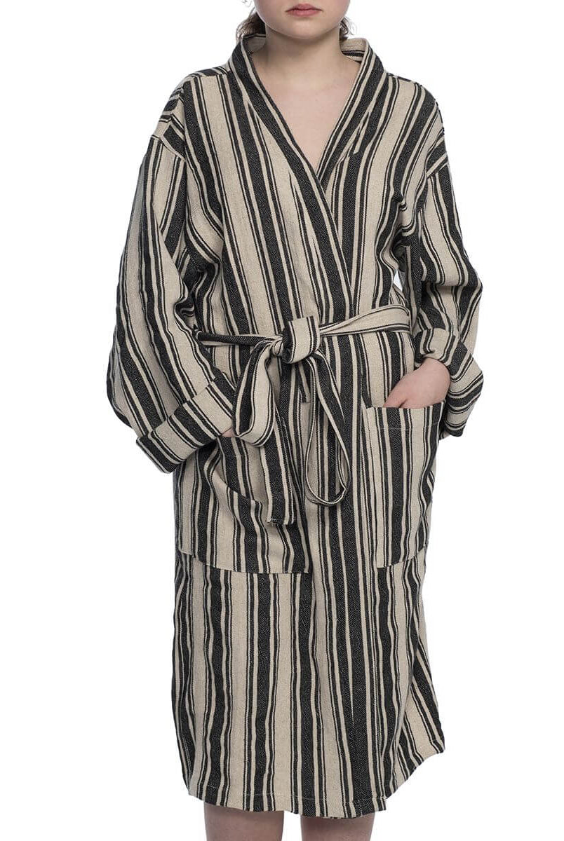 COTTON LINEN BLEND KIMONO COLLAR UNISEX ROBE in color made of 100% Turkish cotton Turkish Towel by buldano in Turkey