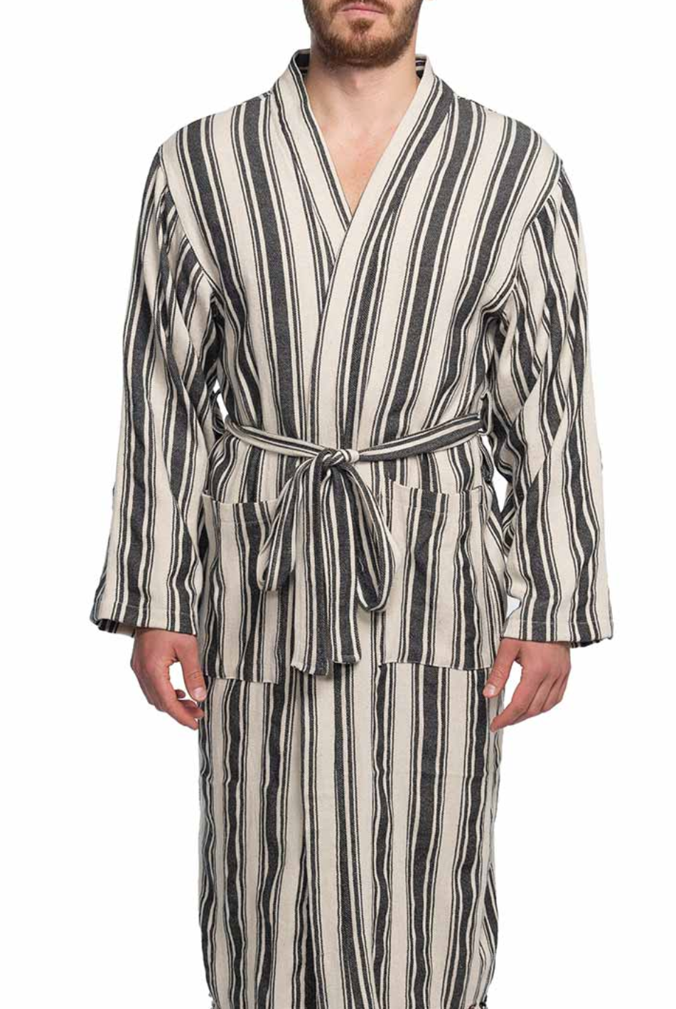 COTTON LINEN BLEND KIMONO COLLAR UNISEX ROBE in color made of 100% Turkish cotton Turkish Towel by buldano in Turkey