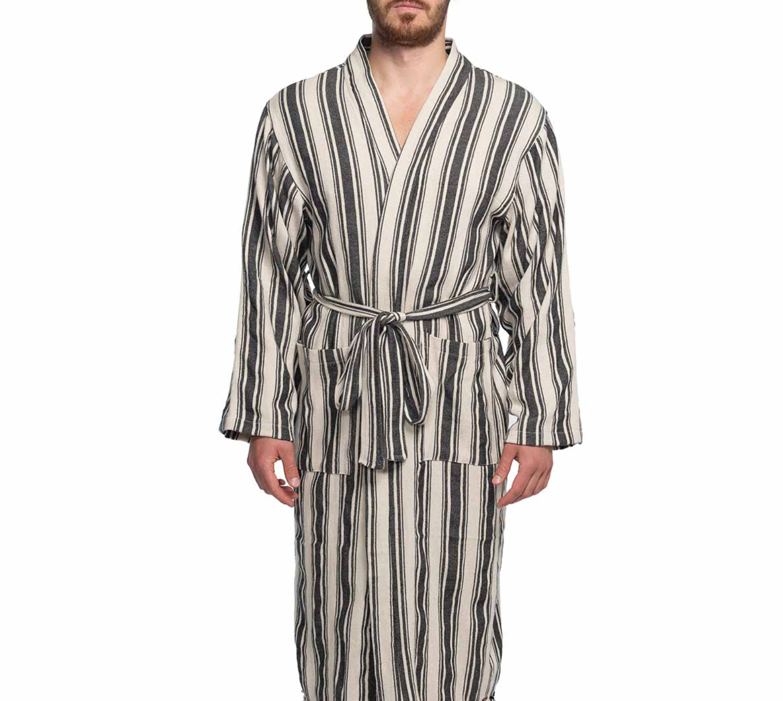 COTTON LINEN BLEND KIMONO COLLAR UNISEX ROBE in color made of 100% Turkish cotton Turkish Towel by buldano in Turkey
