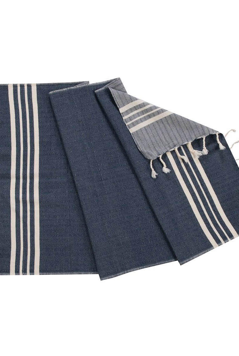 NAPKIN SIZE TURKISH TEA TOWEL in Navy color made of 100% Turkish cotton Turkish Towel by buldano in Turkey