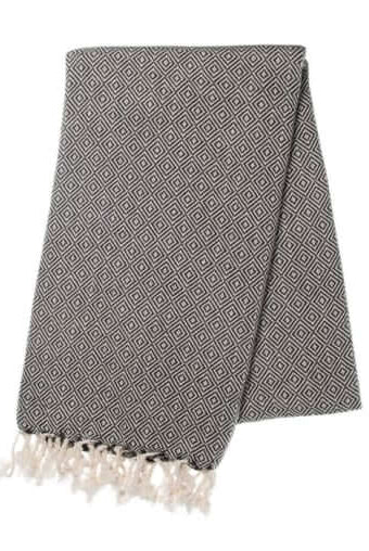 Diamond Weave Turkish Towel in Black color made of 100% Turkish cotton Turkish Towel by buldano in Turkey