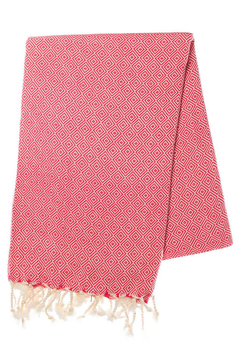 Diamond Weave Turkish Towel in Fuschia color made of 100% Turkish cotton Turkish Towel by buldano in Turkey