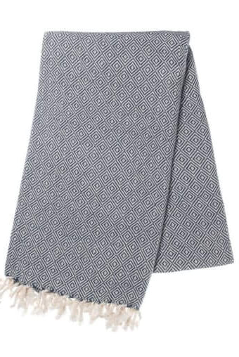 Diamond Weave Turkish Towel in Navy color made of 100% Turkish cotton Turkish Towel by buldano in Turkey