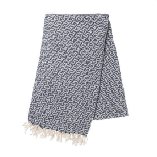 Diamond Weave Turkish Towel in Navy color made of 100% Turkish cotton Turkish Towel by buldano in Turkey