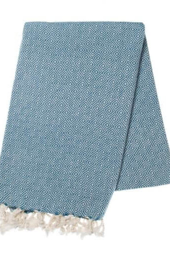 Diamond Weave Turkish Towel in Petrol Blue color made of 100% Turkish cotton Turkish Towel by buldano in Turkey