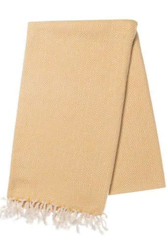 Diamond Weave Turkish Towel in Yellow color made of 100% Turkish cotton Turkish Towel by buldano in Turkey