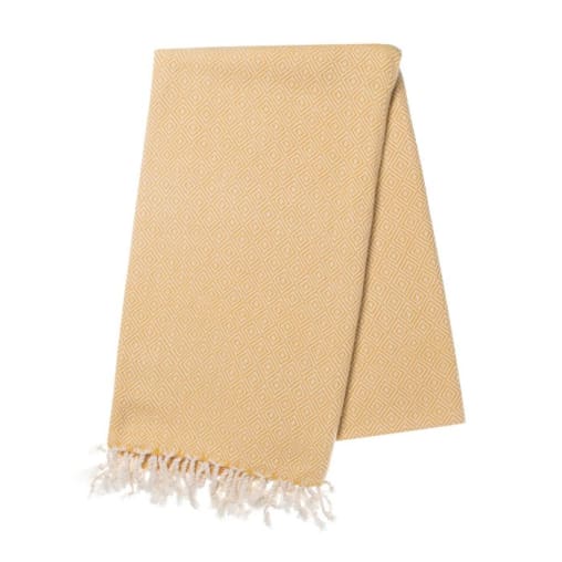 Diamond Weave Turkish Towel in Yellow color made of 100% Turkish cotton Turkish Towel by buldano in Turkey