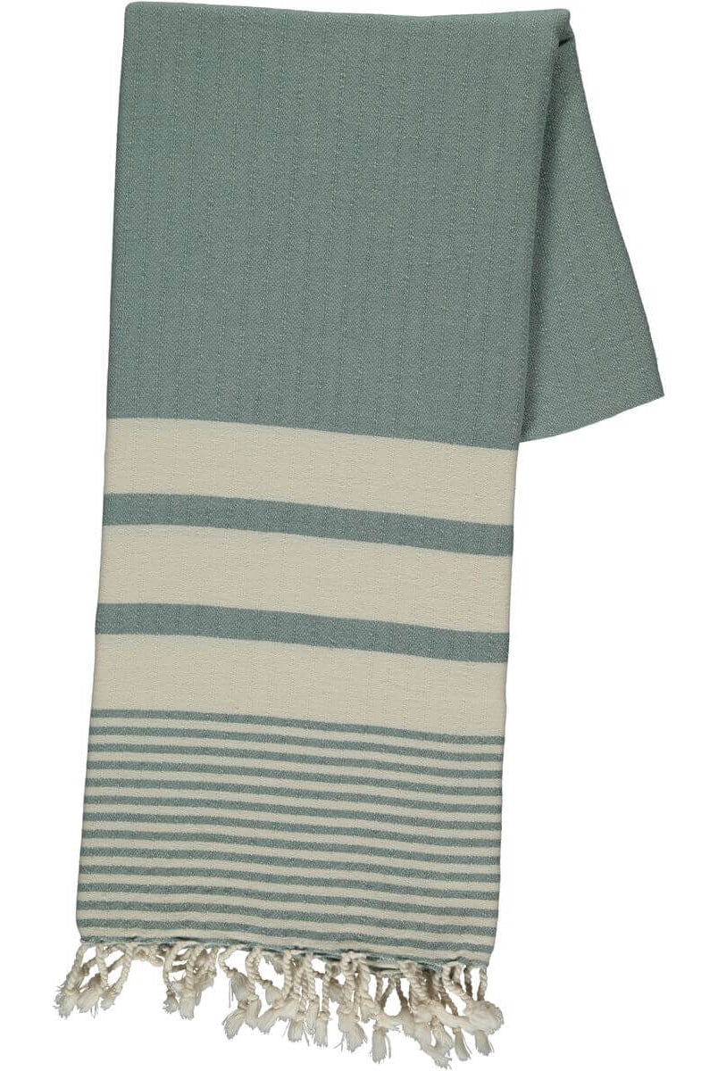 Multi Striped Turkish Towel in Almond Green color made of 100% Turkish cotton Turkish Towel by buldano in Turkey