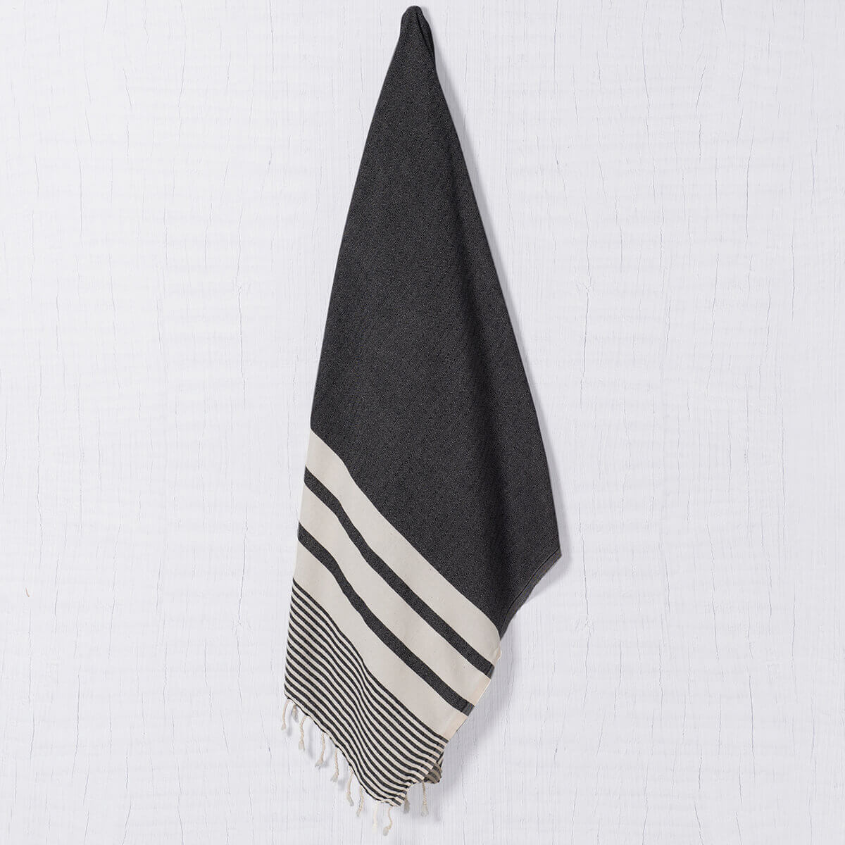 Multi Striped Turkish Towel in Black color made of 100% Turkish cotton Turkish Towel by buldano in Turkey