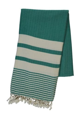 Multi Striped Turkish Towel in Fanfare Green color made of 100% Turkish cotton Turkish Towel by buldano in Turkey