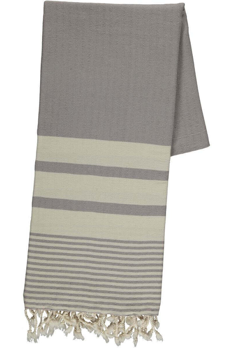 Multi Striped Turkish Towel in Light Grey color made of 100% Turkish cotton Turkish Towel by buldano in Turkey