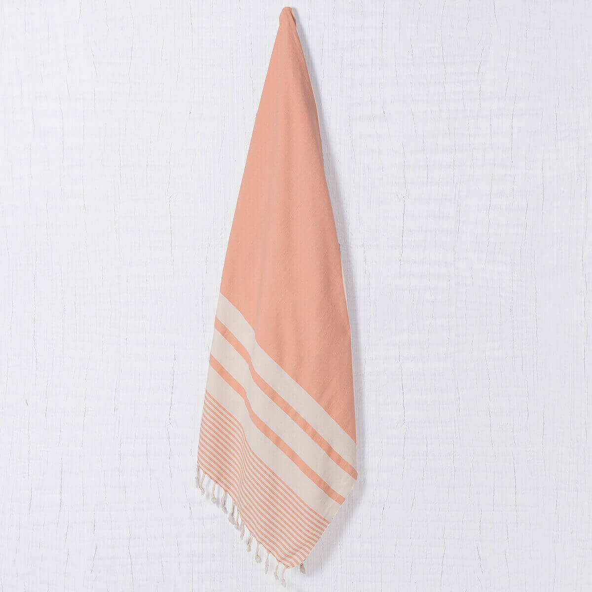 Multi Striped Turkish Towel in Melon color made of 100% Turkish cotton Turkish Towel by buldano in Turkey