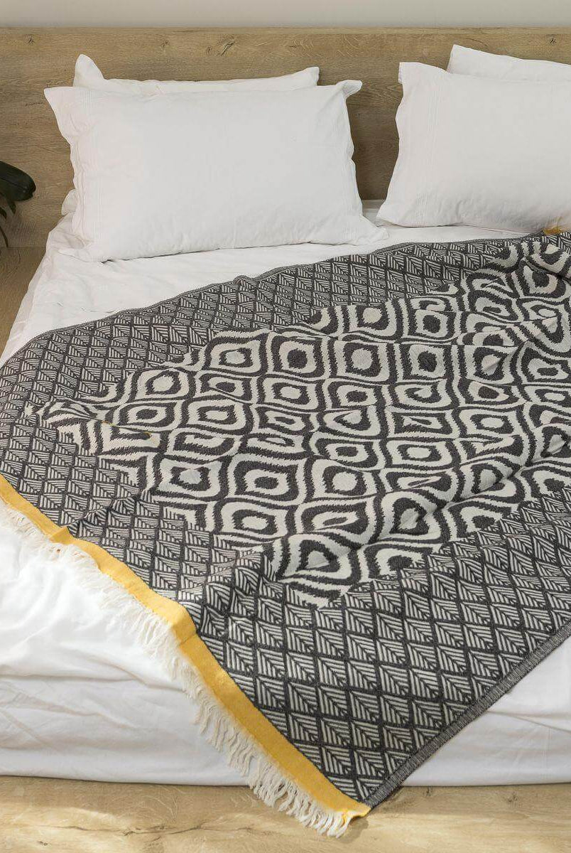 Jacquard Weave Super Soft Blanket in color made of 100% Turkish cotton Throw by buldano in Turkey