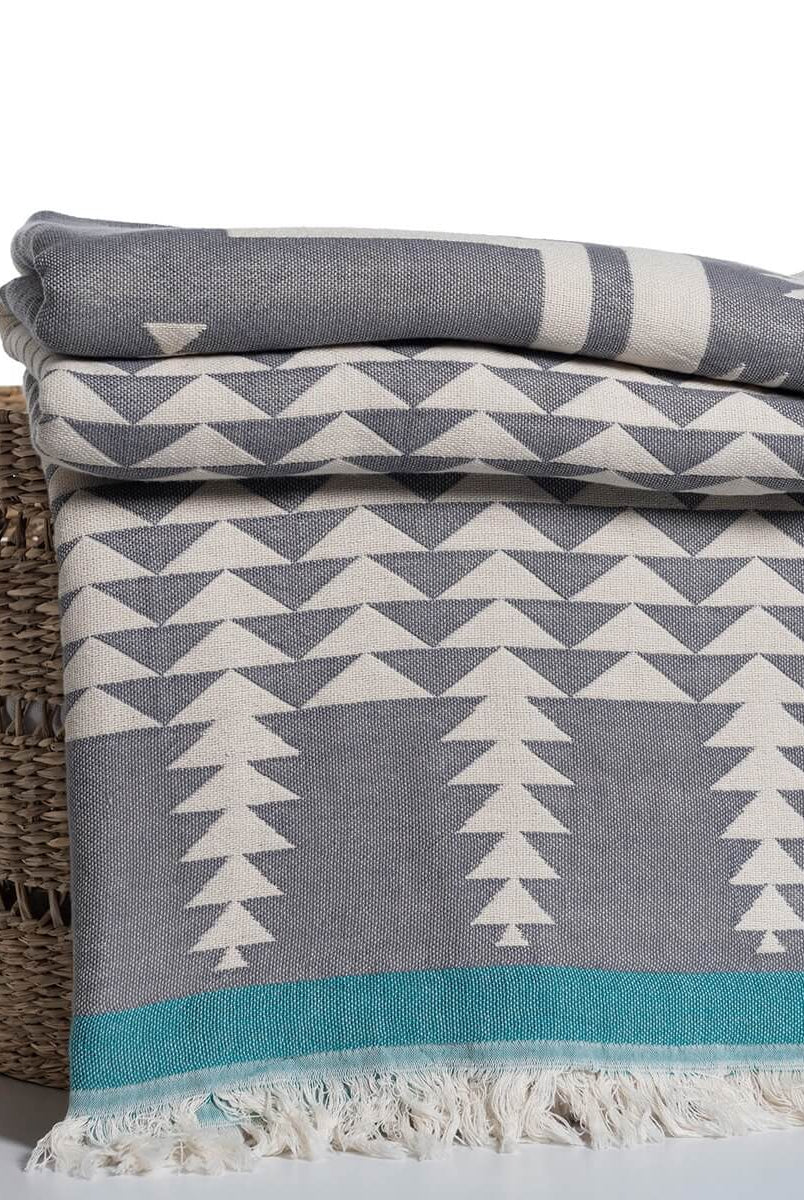 Jacquard Weave Geo Blanket in color made of 100% Turkish cotton Throw by buldano in Turkey
