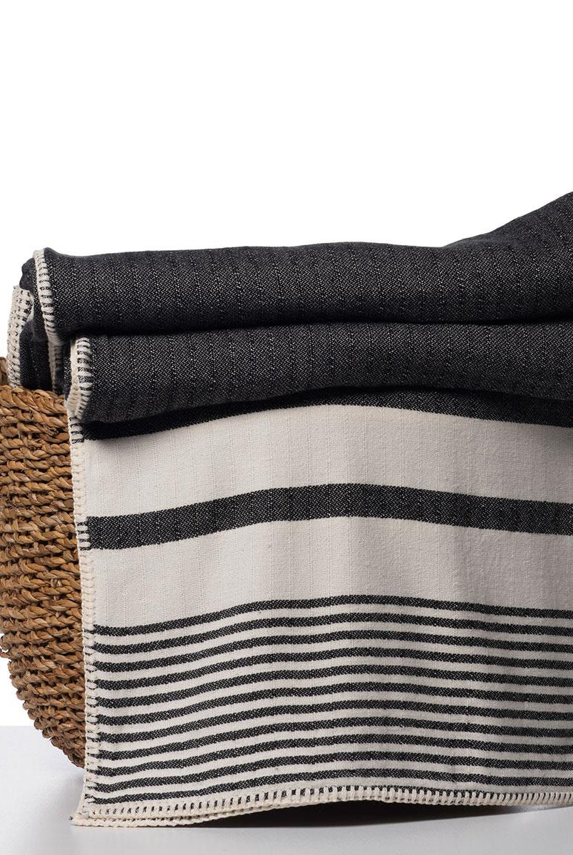 Double Sided Custom Stitched Throw in Black color made of 100% Turkish cotton Throw by buldano in Turkey