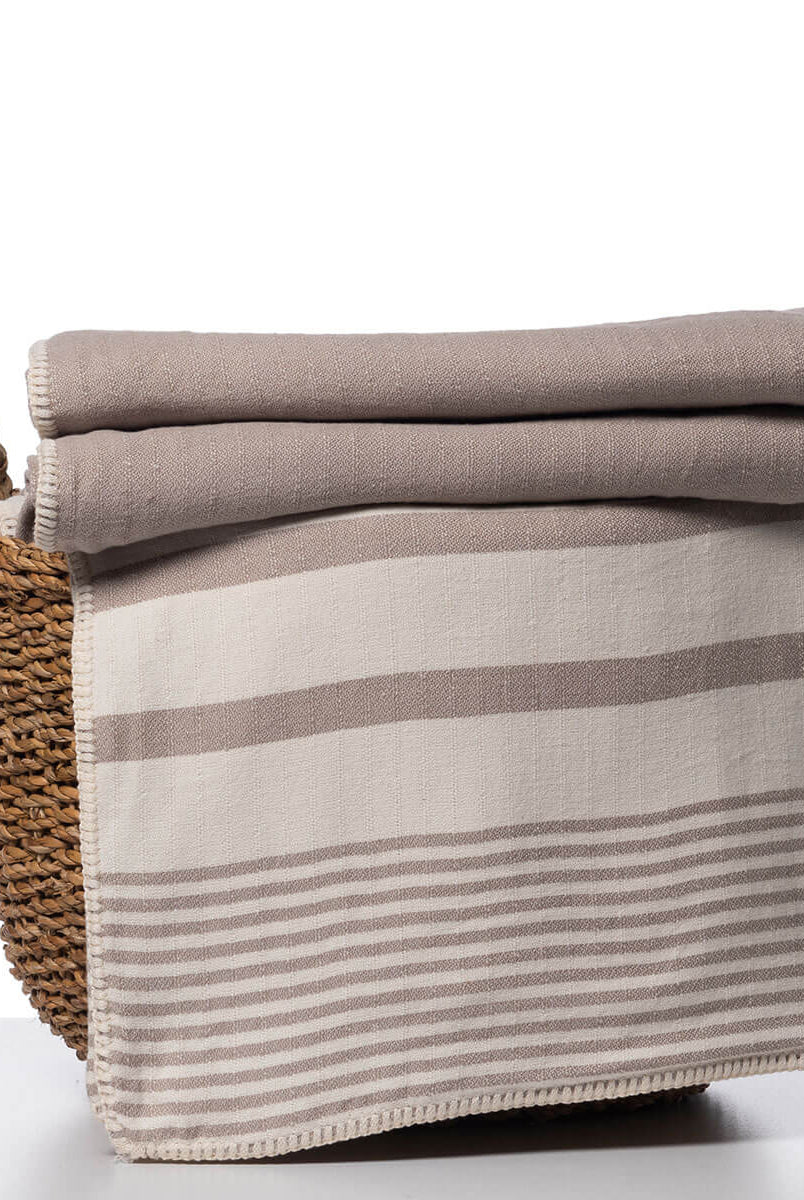 Double Sided Custom Stitched Throw in Taupe color made of 100% Turkish cotton Throw by buldano in Turkey